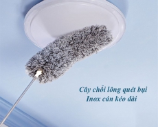 Chổi Quét Trần Lau Bụi Inox Cán Dài, Đầu Chổi Xoay 360 Độ Linh Hoạt